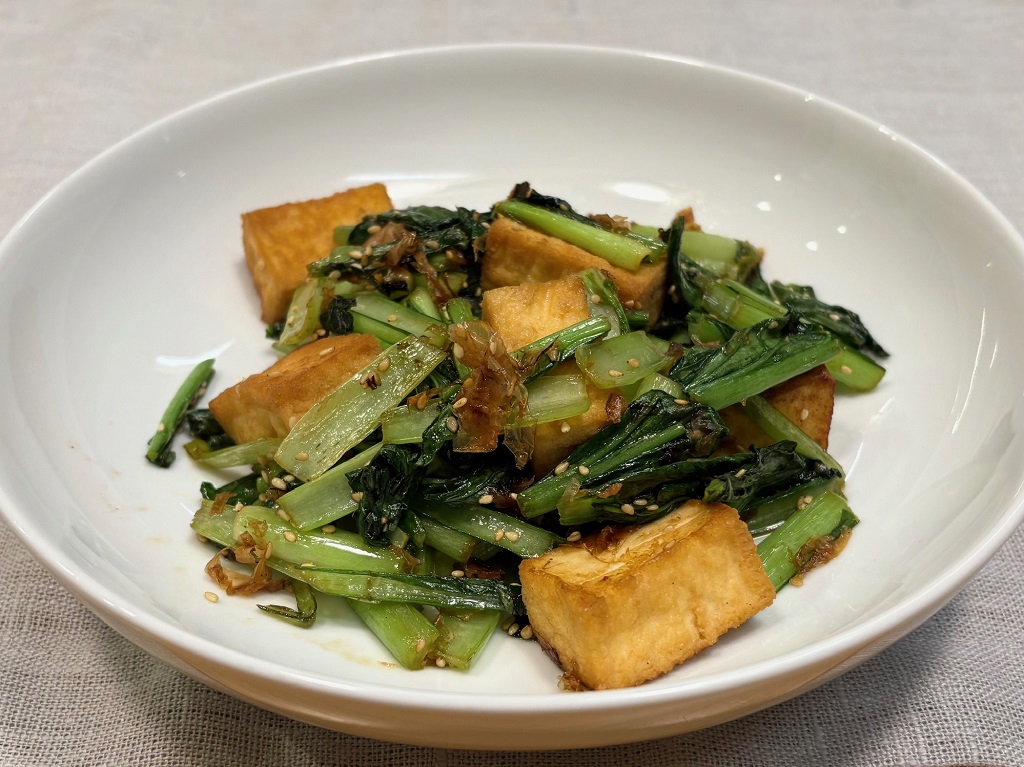 小松菜と厚揚げの宗田節おかか炒め