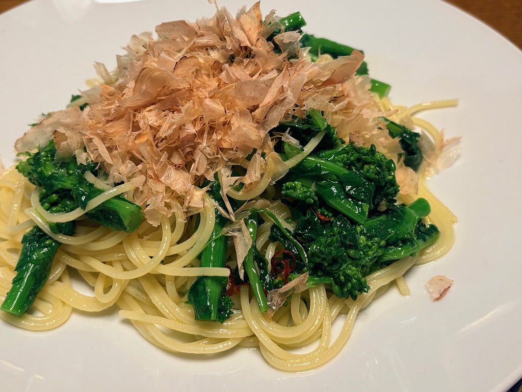 菜の花と宗田節ペペロンチーノ